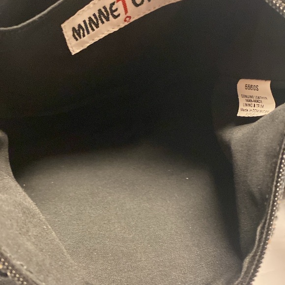 MINNETONKA Baja Western Jacquard Boho chic Suede Fringe Crossbody Bag - Picture 7 of 8